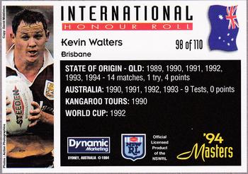 1994 Dynamic NSW Rugby League '94 Masters #98 Kevin Walters Back